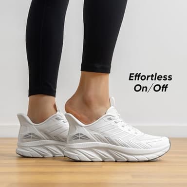 ALLSWIFIT Women's Slip On Walking Shoes Running Comfortable Tennis Breathable Non Slip Athletic Gym Workout Cross Training Fashion Sneakers,Size 9,White,SARR034W - Image 2