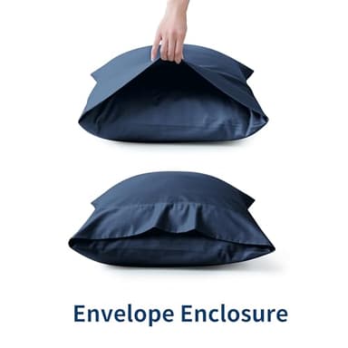 Zaizaihome 600 Thread Count Fitted Sheet King Size, 100% Egyptian Cotton, 3-Piece Set (1 Fitted Sheet, 2 Pillowcases), Sateen Weave, Ultra Soft Breathable,16" Deep Pocket Bed Sheet, Navy Blue - Image 8