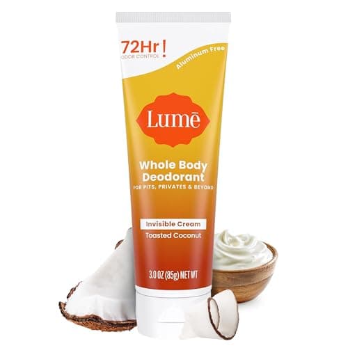 Lume Whole Body Deodorant - Invisible Cream Tube - 72 Hour Odor Control - Aluminum Free, Baking Soda Free, Skin Safe - 3.0 ounce (Toasted Coconut) - Image 1