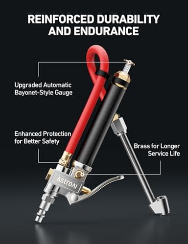 AstroAI T3 Heavy-Duty Tire Pressure Gauge with Inflator, Dual Head Chuck ANSI B40.1 Accurate Air Chuck with Pressure Gauge, 10-120 PSI, Compatible with 1/4" NPT Air Compressor - Image 3
