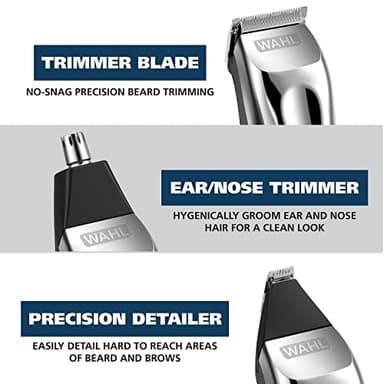 Wahl USA Rechargeable Lithium Ion All in One Beard Trimmer for Men with Detail and Ear & Nose Hair Trimmer Attachment – Model 9854-600B - Image 3