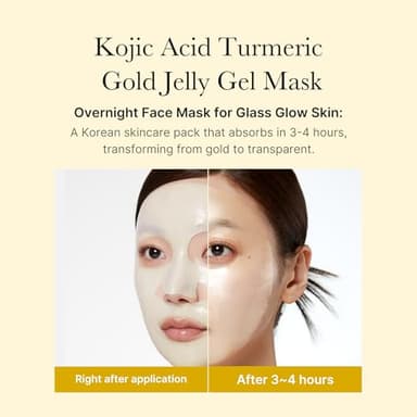 medicube Color-Changing Jelly Mask Set For Uneven Skin Tone & Radiant Glow: Salmon DNA PDRN pink collagen jelly gel mask (4ea) and Kojic Acid Turmeric Brightening Gold Jelly Gel Mask (4ea) - Image 9