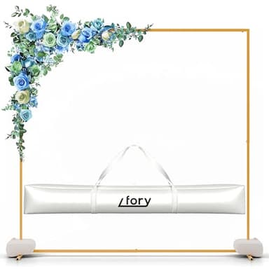 Lfory Square Balloon Arch Stand, 6.6x6.6 FT Metal Backdrop Frame Gold, Arcos Para Decoracion De Fiestas, Square Backdrop Stand for Birthday Party Bridal Shower Photo Background Decoration - Image 1
