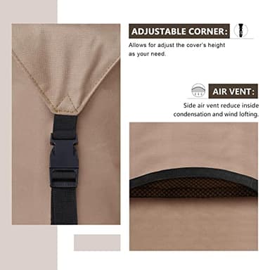 ULTCOVER Rectangular Patio Heavy Duty Table Cover - 600D Tough Canvas Waterproof Outdoor Dining Table and Chairs General Purpose Furniture Cover Size 88L x 62W x 28H inch - Image 6