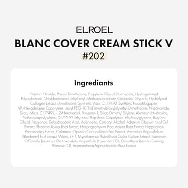 ELROEL Blanc Cover Cream Stick V White - Korean Color-Changing Foundation Stick with Volufiline - Medium to Full Coverage Dewy Finish Base Makeup - Dual-Ended with Detachable Brush (202 Natural) - Image 9