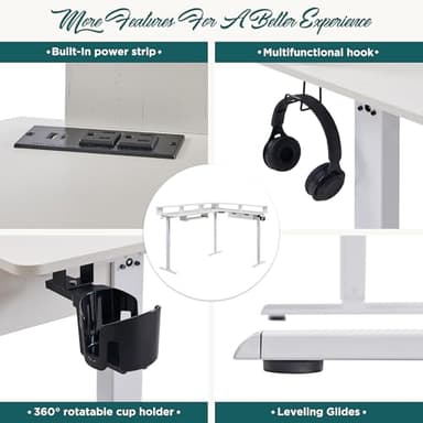 RedLemon 75X60 Inches L Shaped Electric Standing Desk,Height Adjustable Corner Gaming Desk with Drawers, Keyboard Tray, Power Outlets & LED Lights, Computer Desk with Monitor Shelf, Dark Rustic Oak - Image 6