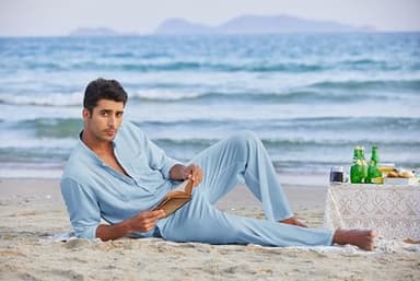 COOFANDY Men 2 Piece Linen Outfit Casual Button Down Henley Shirts Beach Yoga Pants Sets Guayabera Linen Suit - Image 8