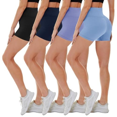 CAMPSNAIL 4 Pack Biker Shorts for Women High Waist - 5"/8" Tummy Control Soft Athletic Yoga Workout Running Gym Shorts - Image 1