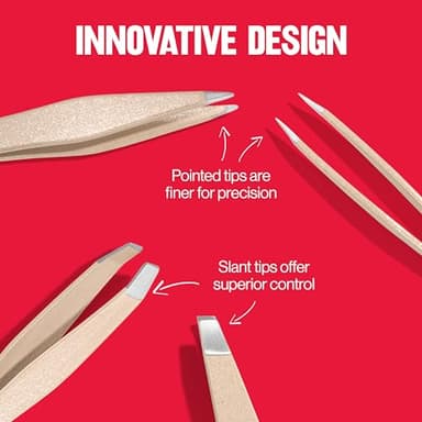 Revlon Designer Series Mini Tweezer Set, Hair Removal Tool Kit with Slant & Point Tips, Portable and Easy to Use, Made with Long Lasting Stainless Steel, 1 Count - Image 5