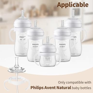Straw Cup Conversion Kit for Philips Avent Natural Baby Bottles, Sippy Cups Transition Kit with Silicone Straw Top Nipples, Weighted Straw, Bottle Handle, Cleaning Brush for Toddler 6+ Month, 3-Pack - Image 5