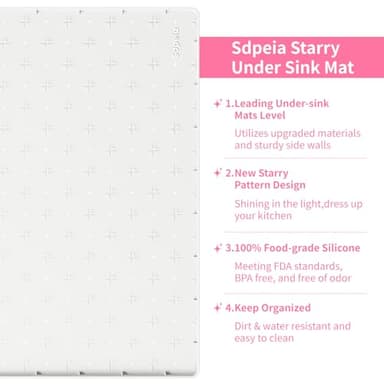 Sdpeia Under Sink Mat for [19" x 12"] Cabinet, Upgraded Silicone Waterproof Mat Kitchen Cabinet Liner Cabinet Protector Kitchen Organizers and Storage - Image 2
