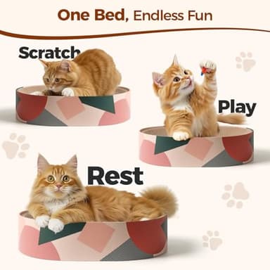 ComSaf Cat Scratcher Cardboard Bed Lounge Couch for Indoor Cats Oval Shape 17"x13", Kitty Cat Scratching Pad Recycle Corrugate Scratcher Long Lasting Furniture - Image 6