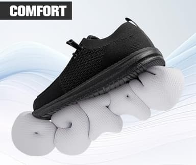 LARNMERN Steel Toe Loafers Women Slip On Shoes Lightweight Comfortable Lounging Walking Safety Work Flats Sneakers(6 Women, Black Women) - Image 6