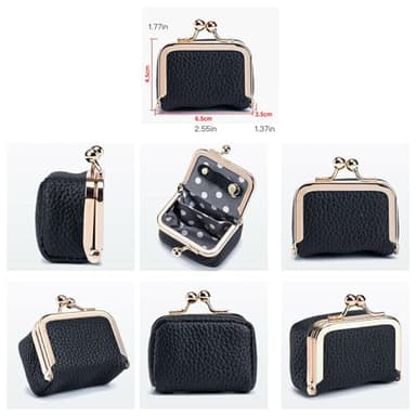 ROPTINK Genuine Leather Mini Jewelry Box, Mini Coin Purse Jewelry Case, Jewelry Case Kiss Lock, Travel Ring Box for Women for Earring/Ring/Necklace/Bracele (3 Pcs-A) - Image 7