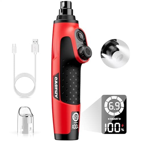 Casfuy Smart 6-Speed Dog Nail Grinder - 50% More Power Pet Nail Grinder with 2 LED Lights Quiet Rechargeable Electric Dog Nail Trimmers File Toenail Grinder for Large Medium Small Dogs & Cats (Red) - Image 1