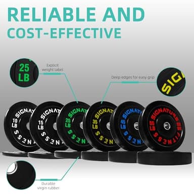 Fitvids Olympic 2" Bumper Plates Set Including 370LB Complete Weight Set (10Lb to 55LB) & 7FT Olympic Barbell Bar(415 Pounds Total), Multiple Packages - Image 3