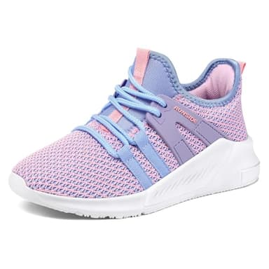 RUNSIDE Boys Girls Tennis Shoes Kids Lightweight Breathable Sneakers Lace-up Running Athletic Shoes for Toddler/Little Kid/Big Kid Purple - Image 1