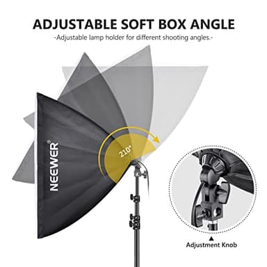 NEEWER 700W Equivalent Softbox Lighting Kit, 2Pack UL Certified 5700K LED Lighting Bulbs, 24x24 inches Softboxes with E26 Socket, Photography Continuous Lighting Kit Photo Studio Equipment - Image 2