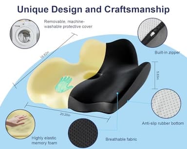 Premium Orthopedic Seat Cushion,X Large Breathable Office Chair Cushion - Enhanced Hip & Tailbone Support,Pressure Relief Sciatica & Leg Relief Let 8+ Hour Sitting Comfort, for Office/Game/Wheelchair - Image 6