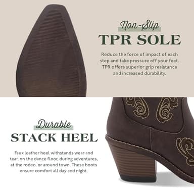 Canyon Trails - Western Boots for Women - Ankle Style Cowgirl Boots (Dark Brown- Arlene) Comfortable Women Cowboy Boots for Women & Teen Girls - Women Cowgirl Boot, Dark Brown, 11 - Image 5