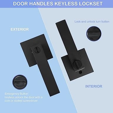 RAZCC Privacy Door Levers, 10 Pack Matte Black Door Handles Heavy Duty Bed and Bath Door Locks Interior Keyless Locksets, Reversible for Left Right Handed Doors - Image 5