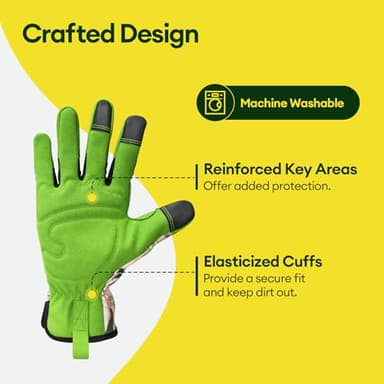 Maygrove Gardening Gloves for Women, Breathable Leather Work Gloves, Thorn-Proof Gardening Gifts, Touchscreen Compatible, Protective Work for Digging, Planting, Pruning, Medium Size, Green - Image 5