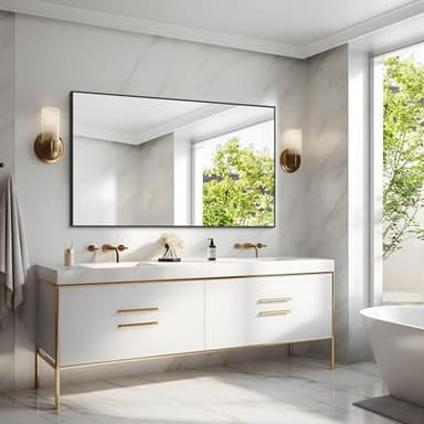 COFENY 40x60inch Black Bathroom Mirror, Black Rectangle Mirror with Frame, Large Rectangular Wall Mirrors for Bathroom, Living Room, Hair Salon, Big Farmhouse Mirror Hang Horizontal/Vertical - Image 6