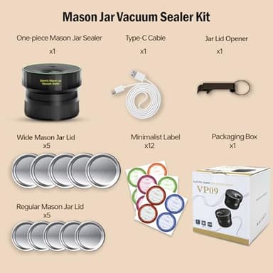 2025 Upgraded Mason Jar Vacuum Sealer, Electric Vacuum Sealer for Regular Mouth and Wide Mouth Canning Jars, Fully Automated and Portable - Image 7
