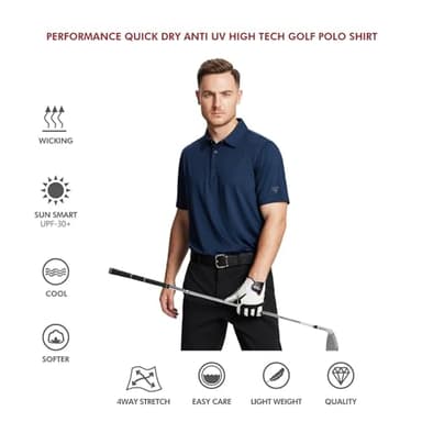 M MAELREG Golf Polo Shirts for Men Short Sleeve Performance Moisture Wicking Quick Dry Casual Collared Men’s Polo Shirts Navy - Image 5