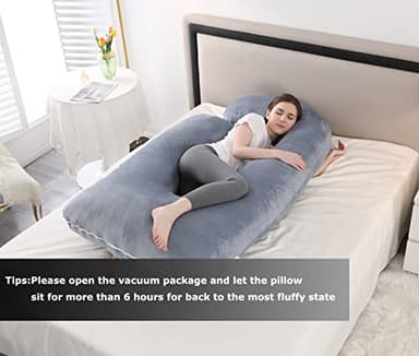 Jcickt Pregnancy Pillow J-Shaped Full Body Pillow, 59 inch with Velvet Cover Easy to Remove and Wash, Support Pregnant Women's Backs Legs and HIPS, Improve Sleep,Pregnancy Pillow for Women ，Gray - Image 4