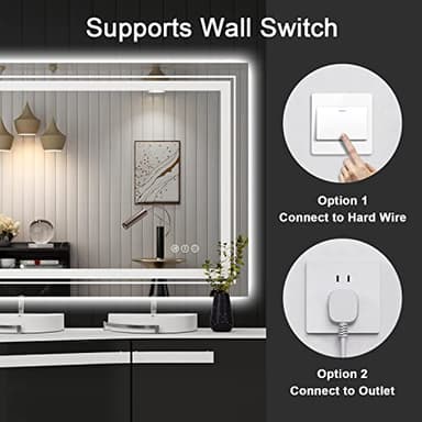 Snowdool LED Bathroom Mirror, 60"X36" with Front and Backlit, Anti-Fog, Large Bathroom Vanity Mirror for Wall, Memory Function, Stepless Dimmable, Tempered Glass (Horizontal/Vertical) - Image 6