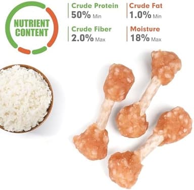 MON2SUN Dog Treats, 16oz Mini Rawhide Chews, Chicken Dumbbells with Rice for Small Dogs & Toy Breed, Crunchy and Healthy (2.5 Inch 30 Count - Image 5