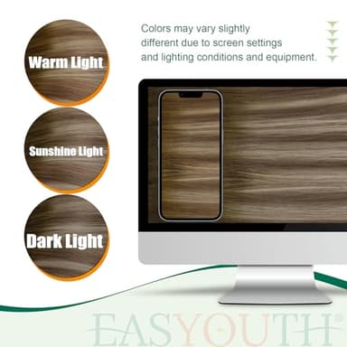 Easyouth Ponytail Extension Human Hair Ombre Ponytail Hair Extensions Balayage Dark Brown to Light Brown with Blonde Pony Tails Hair Extensions for Short Hair 12 Inch 70g - Image 6