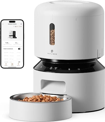 PETLIBRO Automatic Cat Feeder, 5G WiFi Automatic Pet Feeder with Freshness Preservation, 3L Timed Cat Feeders for Dry Food, Up to 48 Portions 10 Meals Per Day, Granary Pet Feeder for Cat/Dog, White - Image 1