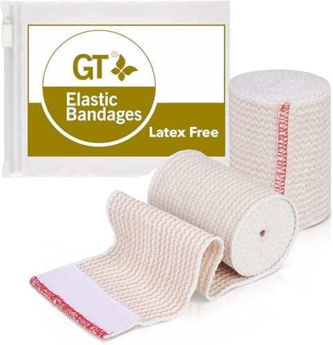 Premium Elastic Bandage Wrap (3" 2 Pack) - Hook & Loop Fasteners at Both Ends - Latex Free Hypoallergenic Compression Roll - Reusable Bandages for Waist, Legs, Elbow & Knee Wrap - Image 1