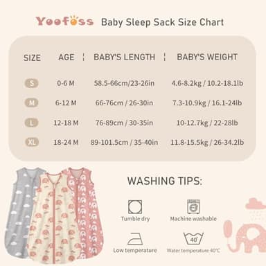 Yoofoss Baby Sleep Sack 6-12 Months Wearable Blanket for Babies 100% Organic Cotton 2-Way Zipper TOG 0.5 Toddler Sleeping Sack 3 Pack, Comfy Lightweight Sleep Sacks - Image 6
