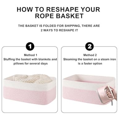 OIASKET Storage Baskets for Organizing 3 Pack, Woven Baskets for Shelves, Closet Organizer Bins Empty Gift Basket Toy Storage for Toys, Books, Towels, Clothes, 15"x11.42"x6.7", Pink - Image 8