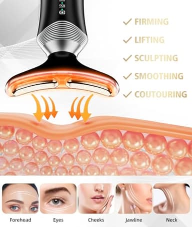 Dopsikn 9-in-1 Red-Light-Therapy-for-Face-and-Neck, Portable Facial Massager Tool with Adjustable Vibration & Thermals for Wrinkles, Double Chin, Black - Image 5