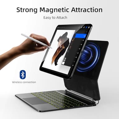 CSZZACME for iPad Air 13 inch case Keyboard M3 2025 & M2 2024,Magic Keyboard for iPad Pro 12.9 (6th,5th,4th,3rd Gen),Magnetic Attach,Multi-Gesture Trackpad,7-Color Backlit,Shortcut Keys,Black - Image 3