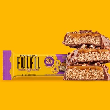 FULFIL Protein Bars, Chocolate Peanut Caramel Flavored, Gluten Free with 20g Protein, Pantry Staples, 12 Count - Image 5
