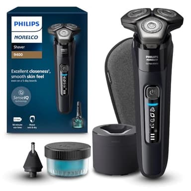 Philips Norelco Shaver Series 9400 Wet and Dry Electric Shaver, with Lift and Cut Shaving System and SenseIQ Technology, Pop-up Trimmer, Model S9606/80 - Image 1
