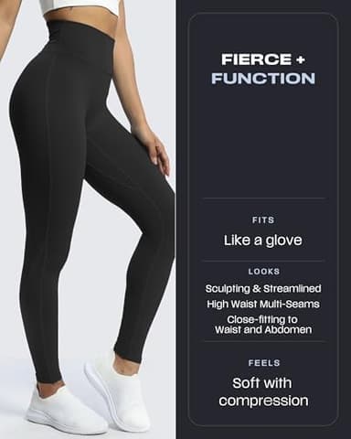 Aoxjox High Waisted Workout Leggings for Women Trinity Yoga Pants 26.5" (Black, Small) - Image 3