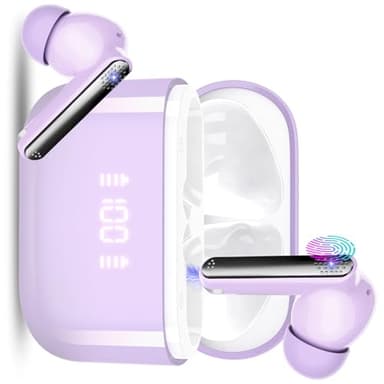 Ai Translation Earbuds Real Time, 3-in-1 Buletooth 5.3 Translator Earbuds with 5 Translation Modes/164 Languages/No Subscription Required, 48H Headphones Translator for Travel/Business/Leaning, Purple