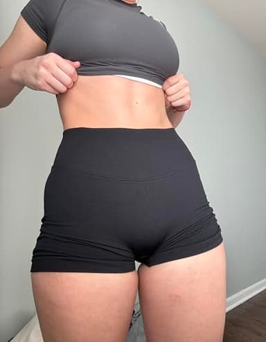 AUROLA Influence Collection Workout Shorts for Women,No Roll Up Squat Proof New Scrunch Seamless Compression Gym Short, Black, L - Image 4