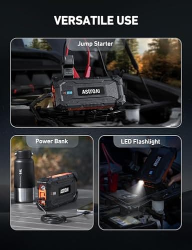 AstroAI S8 Ultra 4000A Jump Starter, 24000mAh Car Starter(All Gas, Up to 12L Diesel Engine), 12V Auto Battery Booster Pack, Jump Box with USB Quick Charge and DC/Type C Port, LED Light, Jumper Cable - Image 9