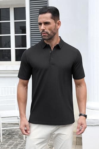 MAGCOMSEN Men's Polo Shirts Short Sleeve Golf Shirts Black Shirt Cotton Polo Shirts Classic Fit Tennis Polo Summer Casual Collared Shirt T Black, 2XL - Image 4