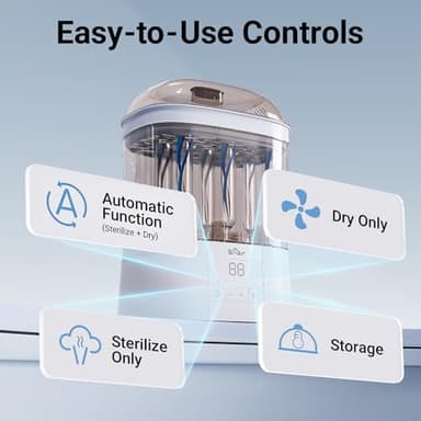 Bear Bottle Sterilizer and Dryer, 2 Layers Large Electric Steam Baby Bottle Sterilizer, Fast Bottle Sanitizer and Dryer for All Bottles & Accessories, Time-Saving Design - Image 4