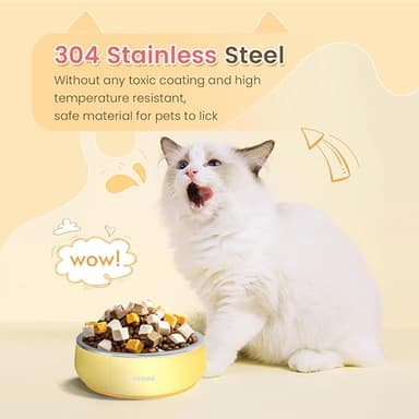 Pawaii Small Dog Bowls, 12 oz. Food Water Bowl Designed for Puppies and Cats with Non-Slip Rubber Base, Upgraded Metal Insulated, Double Stainless Steel Bowls, Cheese Yellow - Image 2