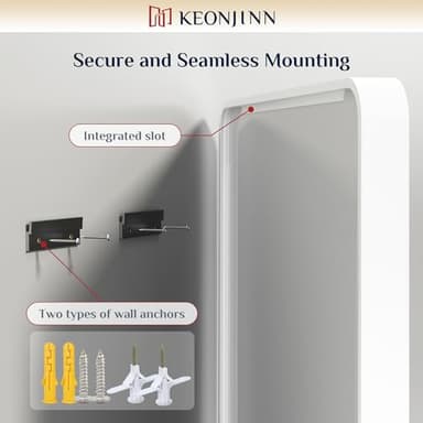 Keonjinn Matte White Bathroom Mirrors for Over Sink 40 x 30 Inch Large Rounded Rectangle Bathroom Mirror for Wall, Seamless Metal Frame Farmhouse Mirror, HD Tempered Glass(Horizontal/Vertical) - Image 5