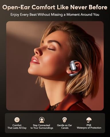 EUQQ Ultra Open-Ear-Headphones Wireless Bluetooth - Ergonomic Pro Bone Conduction Earbuds with Soft, Airy Silicone Design, Over-The-Ear Earbuds for Running, Sports, Fitness and Workouts, Charcoal - Image 3